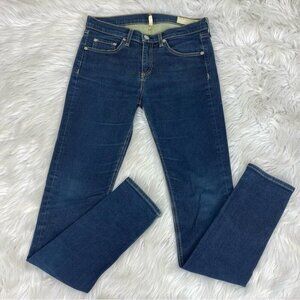 Rag‎ & Bone Women's Blue Clean Indigo Mid-Rise Skinny Denim Luxury Jeans W28/L30